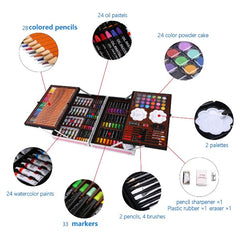 H & B 145-Piece Art Supplies Set for Kids, 2 Layers Drawing Supplies for Kids Boys Girls Ages 8 9 10 11 12, Portable Aluminum Case Art Kit, Great Gift for Teens Adults Beginner and Artists
