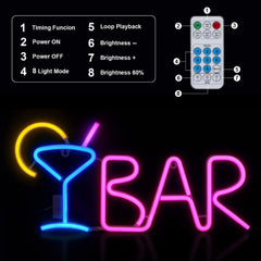 Neon Bar Sign, Bar Neon Sign for Home Bar, Bar Neon Lights Decor