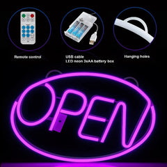 8 LED Lighting Modes OPEN Neon LED Light Signs for Business Adjustable Brightness
