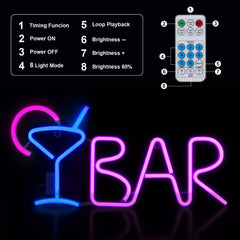 Neon Bar Sign, Bar Neon Sign for Home Bar, Bar Neon Lights Decor