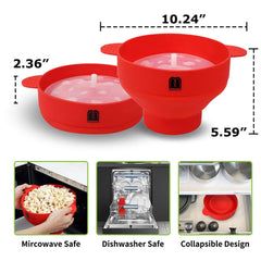 Microwave Popcorn Popper Collapsible Bowl with Lid BPA Free