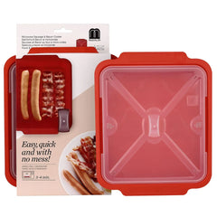 Microwave Easy Bacon Maker/Cooker with Lid, 11.3“ L x 9.0" W x 2.4" H