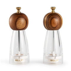 Wood Salt and Pepper Grinders Refillable Set of 2 - Refillable Acrylic Salt Shaker or Pepper Shaker Two 5 oz Salt