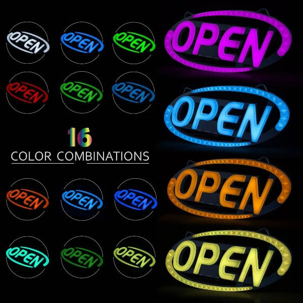16 LED Color Combos Neon OPEN Sign Adjustable Speed and Brightness for ...