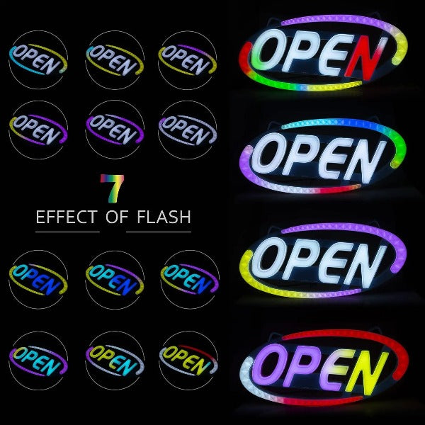 16 LED Color Combos Neon OPEN Sign Adjustable Speed and Brightness for ...