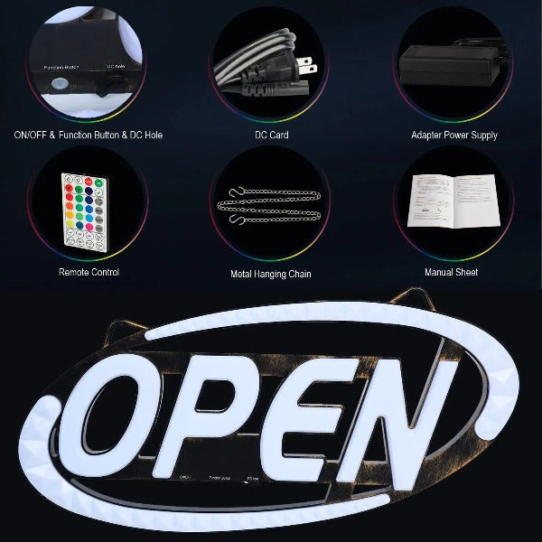 16 LED Color Combos Neon OPEN Sign Adjustable Speed and Brightness for ...