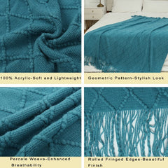 Knitted Throw Blankets for Couch and Bed Soft Cozy Acrylic Knit Blanket with Tassel