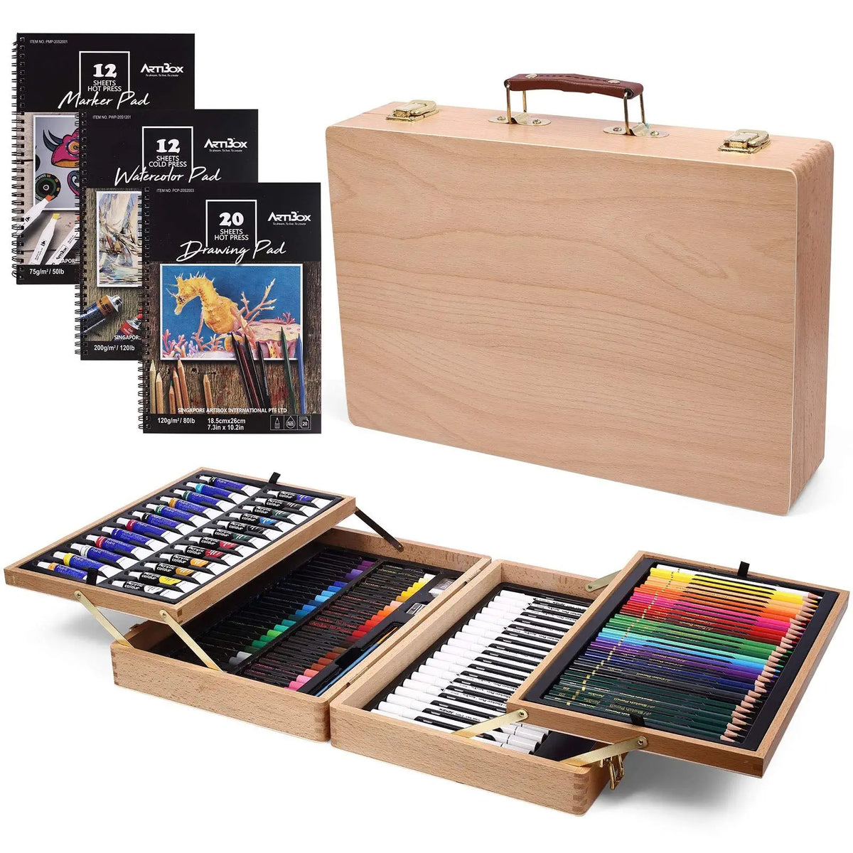 134 Piece Wooden Painting Drawing & Art Supplies Set – 1981Life