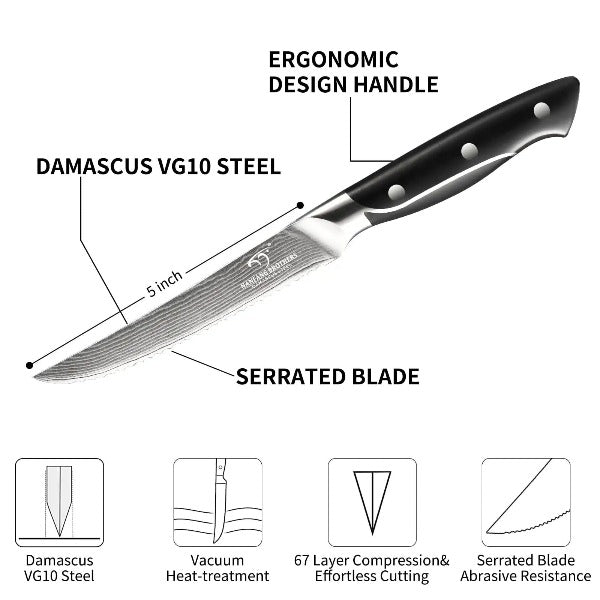 Kitchen's Favorite 8-piece Stainless-Steel Damascus Design Knife Set