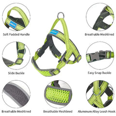 No Pull Dog Harness Adjustable Reflective Breathable Vest Harness Puppy Vest Step-in Dog Vest Soft Mesh Padded