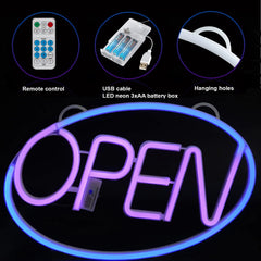AMEVRGTHS Open Neon LED Sign Light for Business Window, 8 LED Lighting Modes