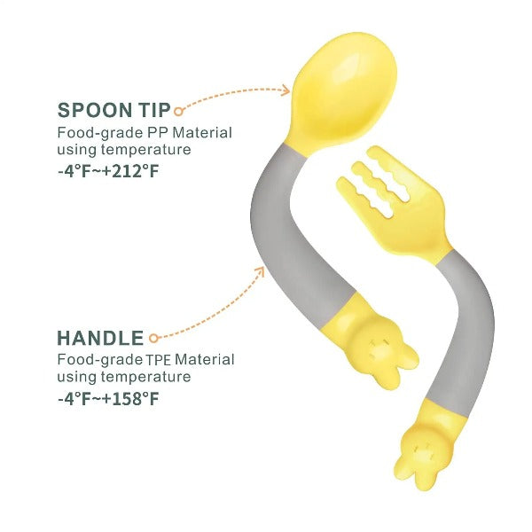 Baby Feeding Spoon Fork Set Utensil Bendable Handle Training BPA Free –  1981Life