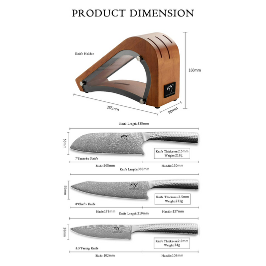 Chef Knife, Santoku Knife, Paring Knife