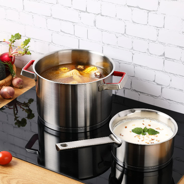 Stainless Steel Saucepan with Lid, Sauce Cooking Pot Milk Pan Professional  Small Sauce Pan with Egg Steamer Rack for Kitchen Steaming Food